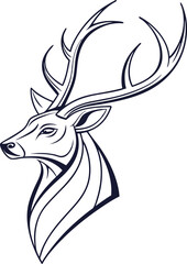  a minimalist modern deer head logo with symmetric