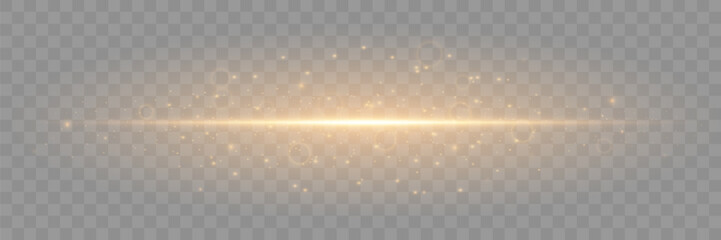 Golden beam of light. Neon flash laser line. Laser lines of light. Linear lighting effect.Vector.EPS 10.