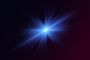 Bright flash of light. Solar flare. Glowing effect. Vector. EPS 10.