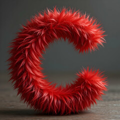 Red Fuzzy Letter C 3D Render