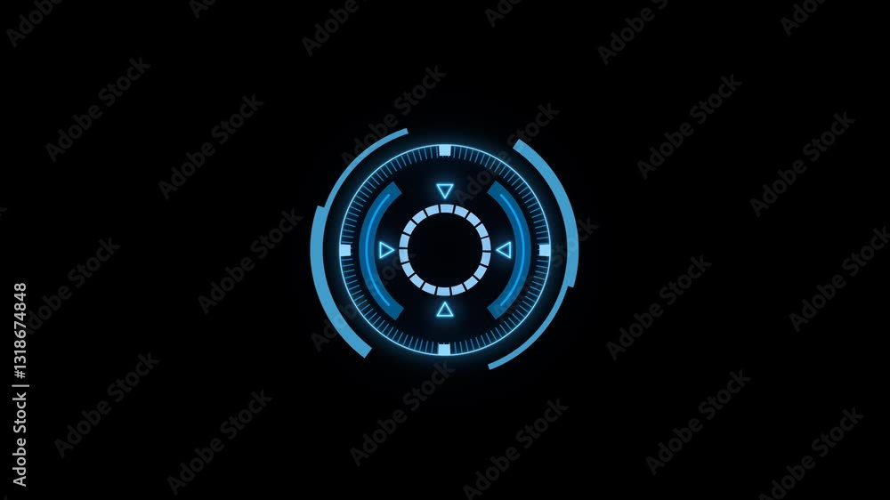 Poster circle hud futuristic blue with arrow – targeting and object identification interface