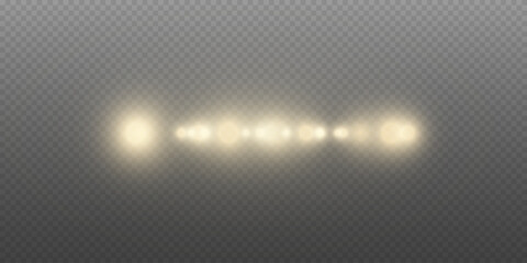 A flickering glare of light. Lens and flash effect.