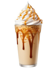 colorful Caramel frappuccino smoothie on transparent background