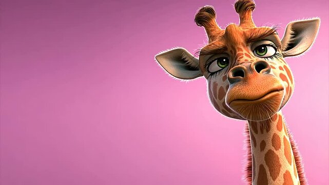 A Grumpy Giraffe's Ponderous Gaze: A 3D Rendered Cartoon Character