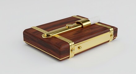 Luxury Wooden Box with Gold Accents and Sliding Lid
