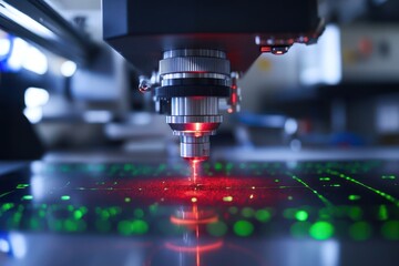 Laser beams meticulously targeting cancer cells, highlighting the precision of imaging technologies in cancer treatment.