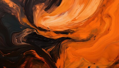Fototapeta premium Painted background texture orange and black. Generated image