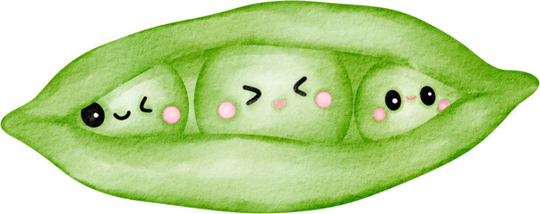 watercolor green pea