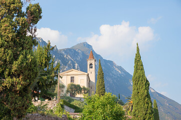 Naklejka premium historic church Chiesa San Tommaso, Gargnano village, italy