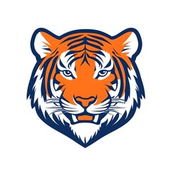 Obraz premium Isolated Tiger Head Face WIldlife Wilderness Animal FAce Icon Logo Symbol white background