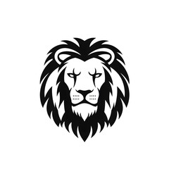 Fototapeta premium Powerful Isolated Black Lion Head Face WIldlife Animal Face Big CatIcon Symbol