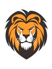 Obraz premium Isolated King Lion Head Wilderness WIld Wildlife Animal Face Big Cat icon Logo Symbol