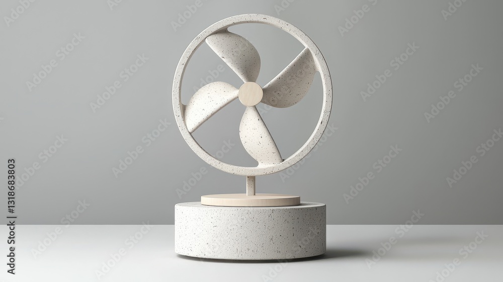 Poster minimalist 3d rendering of wind-powered charging fan design for contemporary spaces