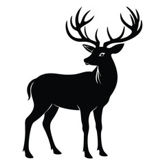 Majestic Deer Silhouette, Stylish Vector Illustration of a Graceful Stag