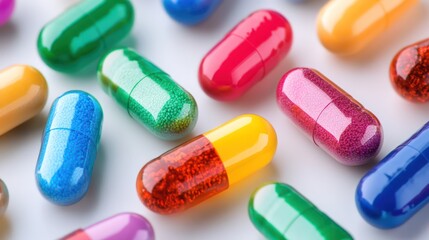 Various colorful capsules depicting weight management solutions, focusing on hormone therapy and its benefits in treating obesity.