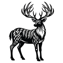 Majestic Deer Silhouette, Stylish Vector Illustration of a Graceful Stag