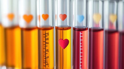 Vials labeled GLP-1 with syringes, heart icon, and growth chart symbolize hormone therapy benefits.