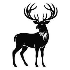 Majestic Deer Silhouette, Stylish Vector Illustration of a Graceful Stag