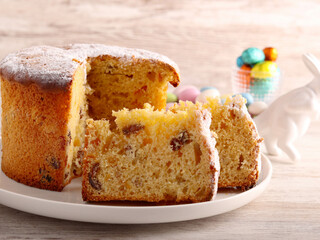 Easter panettone cake sliced