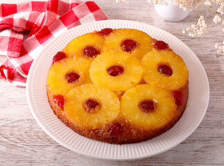 Pineapple upside-down cake, classic retro cake
