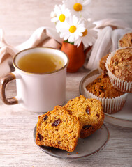 Healthy carrot and apple muffins with nuts
