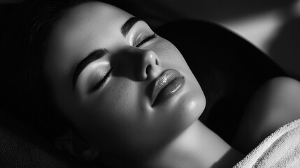 SPA, young girl with fresh skin gets a facial massage. Advertisements, travel promotions, wellness and self-care campaigns, luxury resort marketing, fitness and active lifestyle branding