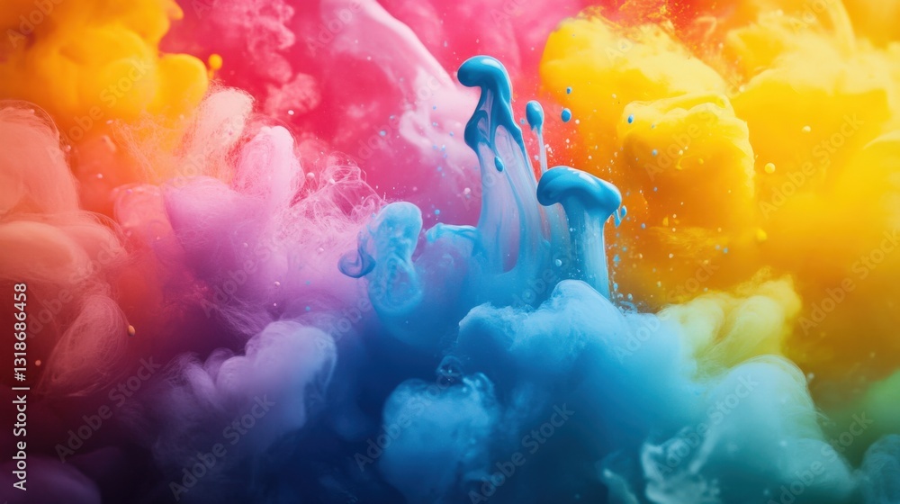 Aufkleber vibrant explosion of colorful ink swirling in water, creating a dynamic and artistic backdrop