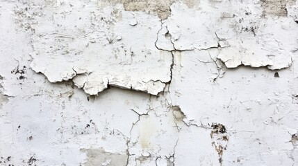 Obraz premium Cracked and peeling white paint on a wall.
