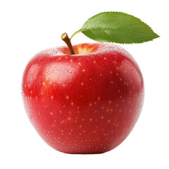 Isolated red apple with leaf on transparent background
