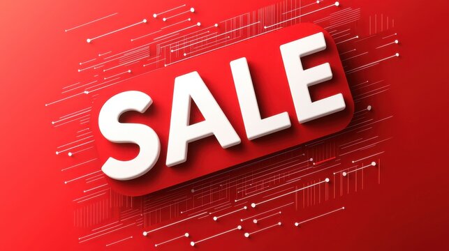 Bold white 'SALE' text on a red backdrop creates a dynamic image perfect for advertising campaigns.