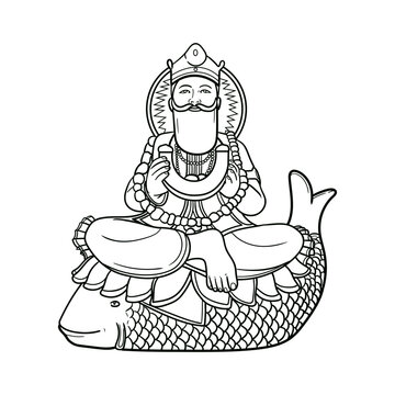 Lord Cheti Chand Jhulelal Jayanti, sindhi Hindu god. black and white