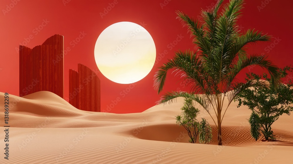 Fototapete a bold red background with smooth texture and plenty of empty space for marketing text or design ele