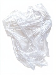 Fototapeta premium Single Piece of Crumpled Plastic Wrap Isolated on White Background