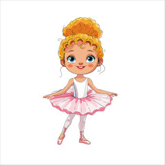 Hand drawn beautiful, lovely, little ballerina girl. Vector illustration