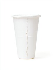 Single Battered Styrofoam Cup with Visible Crack and Damage