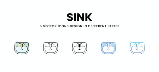 Sink vector icons set stock illustration.