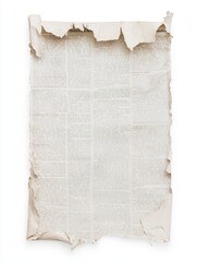 Torn Scrap of Vintage Newspaper on Bright Background for Display