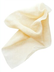 Single Dried Baby Wipe with Curl on White Background
