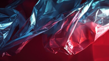 A visually stunning abstract image showcasing the intricate folds of colorful plastic against a gradient background. The interplay of light adds depth.