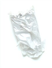 Crumpled White Wrapper from Single Sticky Gum on Pure Background