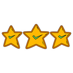 three-star rating illustration hand drawn isolated vector