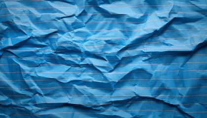 Obraz premium Top view empty blue lined paper with wrinkled background and texture. Generated image