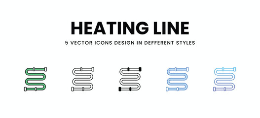 Heating Line vector icons set stock illustration.