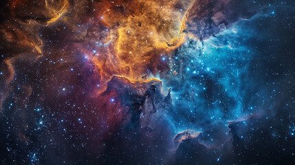 Obraz premium Colorful Galactic Nebula, Swirling Deep Blues and Vibrant Purples