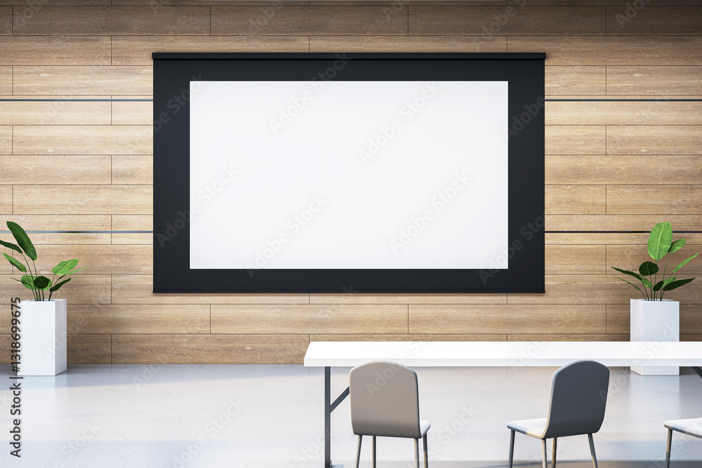 Aufkleber Empty screen mockup in modern classroom interior. 3D Rendering