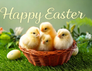 Easter chicken in busket