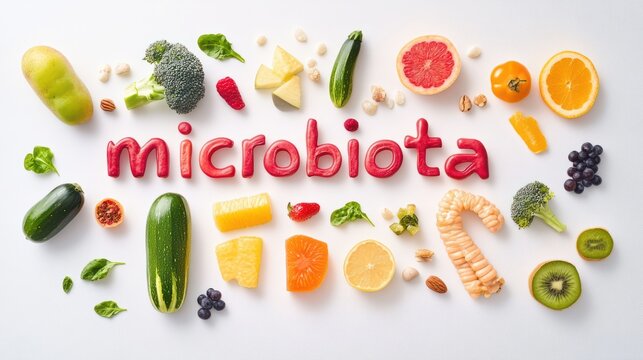 Microbiota promoting diet with fresh fruits, vegetables, and nuts for gut health