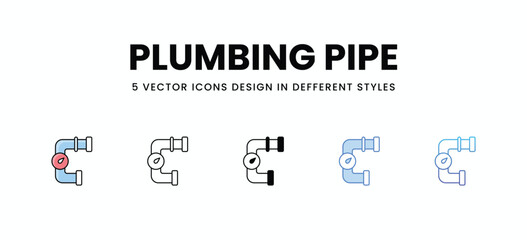 Plumbing Pipe vector icons set stock illustration.