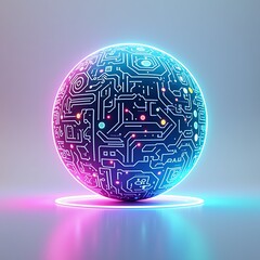 3D Glowing Neon Ball with futuristic design