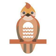 Stylized Bird Illustration, Perched on Branch